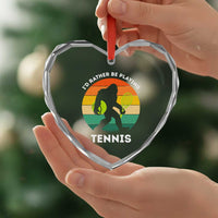 Id Rather Be Playing Tennis Heart Crystal Glass Ornament Vintage Retro Bigfoot Tennis Player Gift - Wonder Print Shop