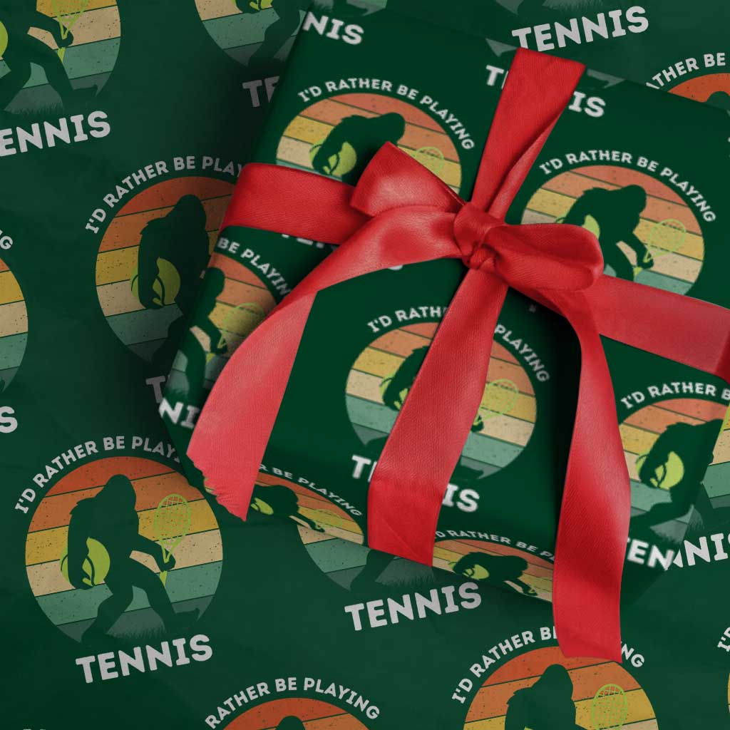 Id Rather Be Playing Tennis Wrapping Paper Roll Vintage Retro Bigfoot Tennis Player Gift - Wonder Print Shop