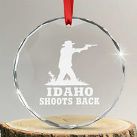 Idaho Shoots Back Cowboy Gunslinger Silhouette Patriotic Graphic Crystal Glass Ornament