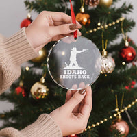 Idaho Shoots Back Cowboy Gunslinger Silhouette Patriotic Graphic Crystal Glass Ornament