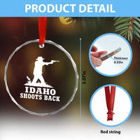 Idaho Shoots Back Cowboy Gunslinger Silhouette Patriotic Graphic Crystal Glass Ornament