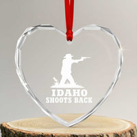Idaho Shoots Back Cowboy Gunslinger Silhouette Patriotic Graphic Heart Crystal Glass Ornament