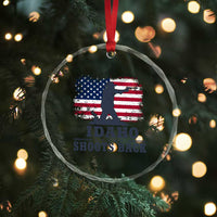 Idaho Shoots Back Distressed American Flag Crystal Glass Ornament Cowboy Gunslinger Graphic