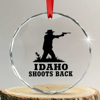 Idaho Shoots Back Minimalist Gunslinger Silhouette State Pride Graphic Crystal Glass Ornament