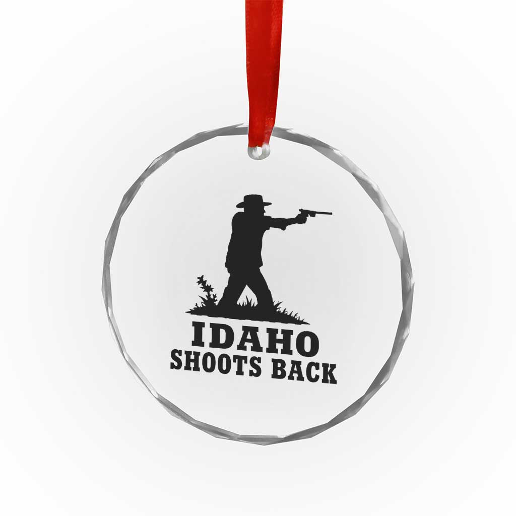 Idaho Shoots Back Minimalist Gunslinger Silhouette State Pride Graphic Crystal Glass Ornament