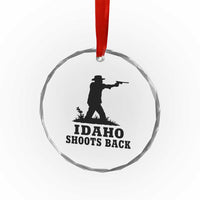 Idaho Shoots Back Minimalist Gunslinger Silhouette State Pride Graphic Crystal Glass Ornament