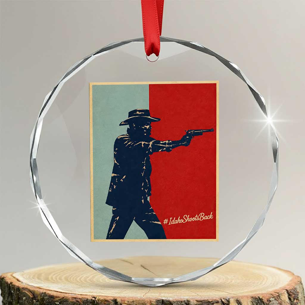 Idaho Shoots Back Vintage Pop Art Poster Style Graphic Crystal Glass Ornament