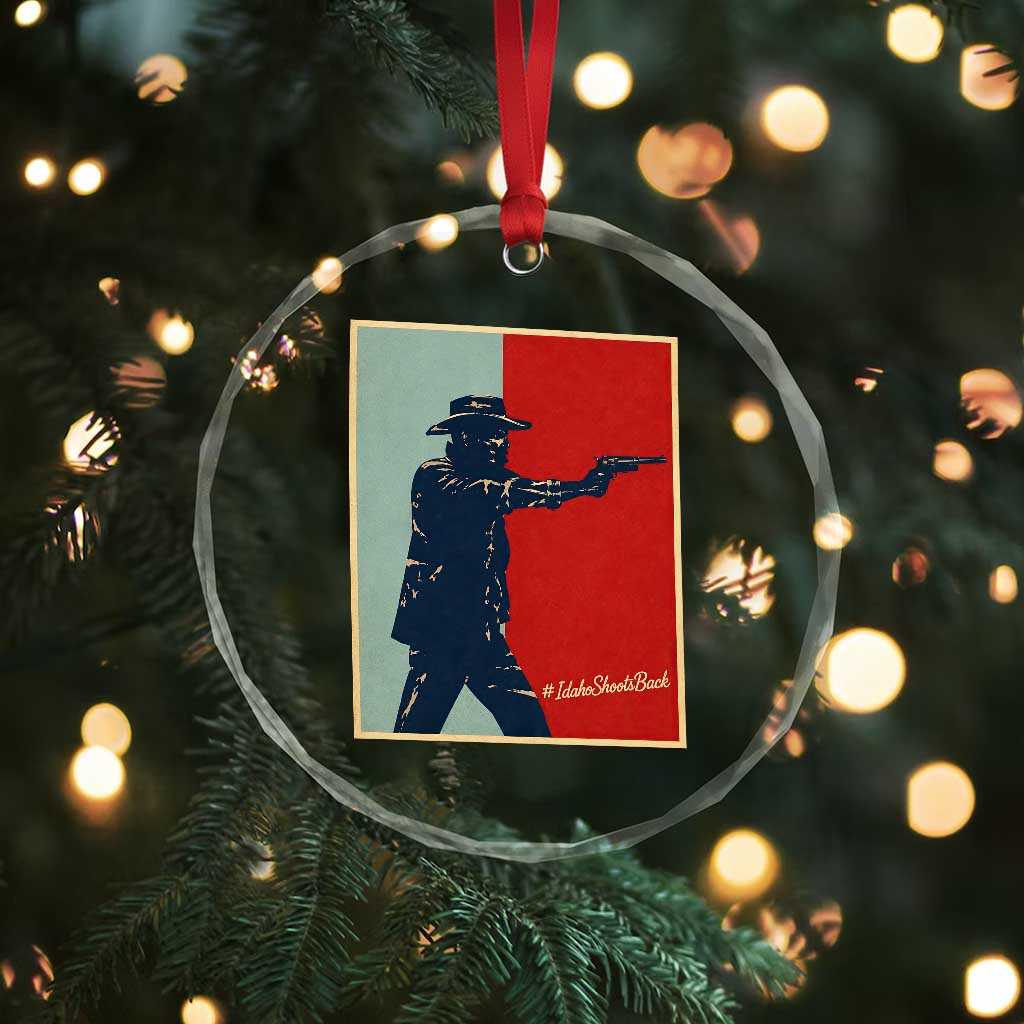 Idaho Shoots Back Vintage Pop Art Poster Style Graphic Crystal Glass Ornament