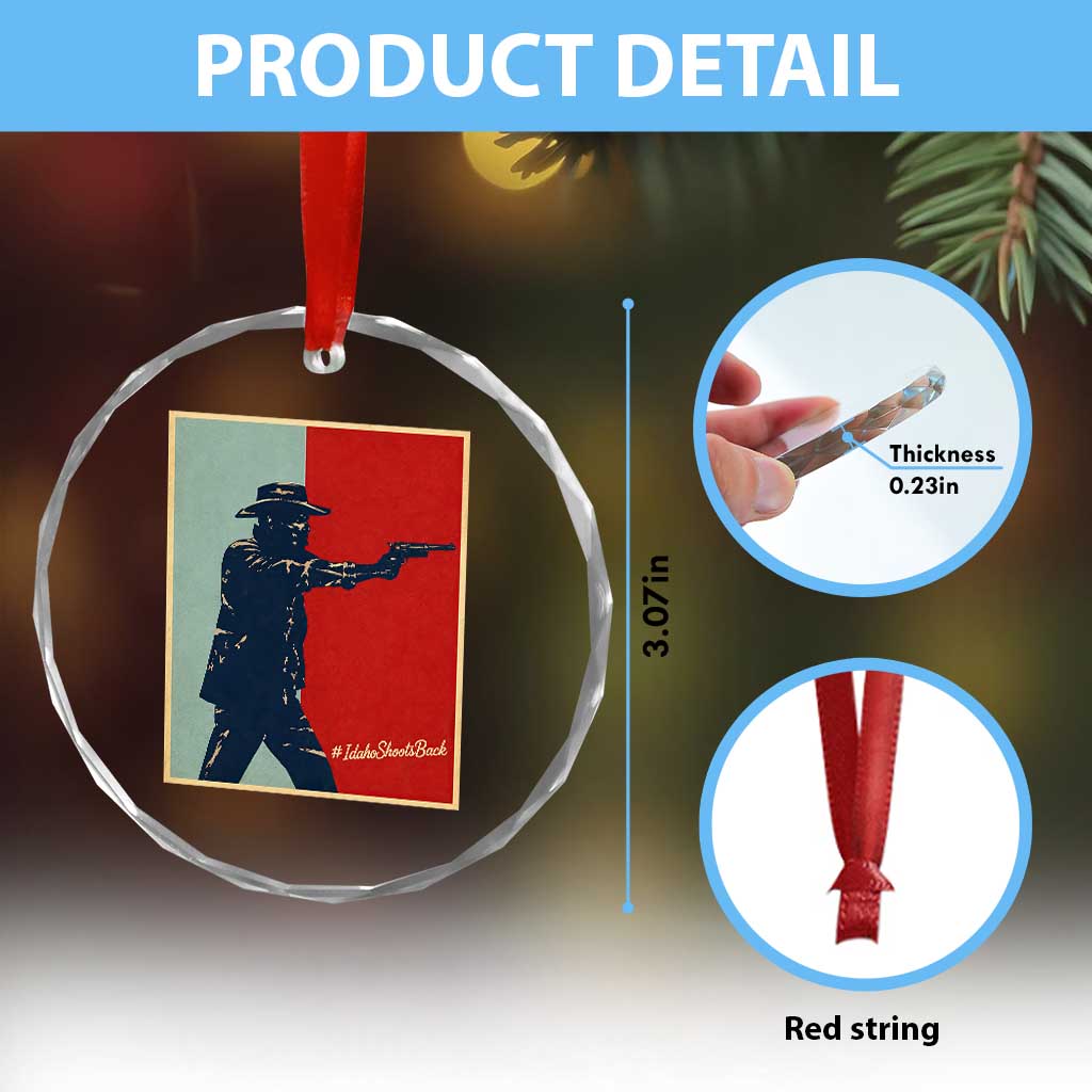 Idaho Shoots Back Vintage Pop Art Poster Style Graphic Crystal Glass Ornament