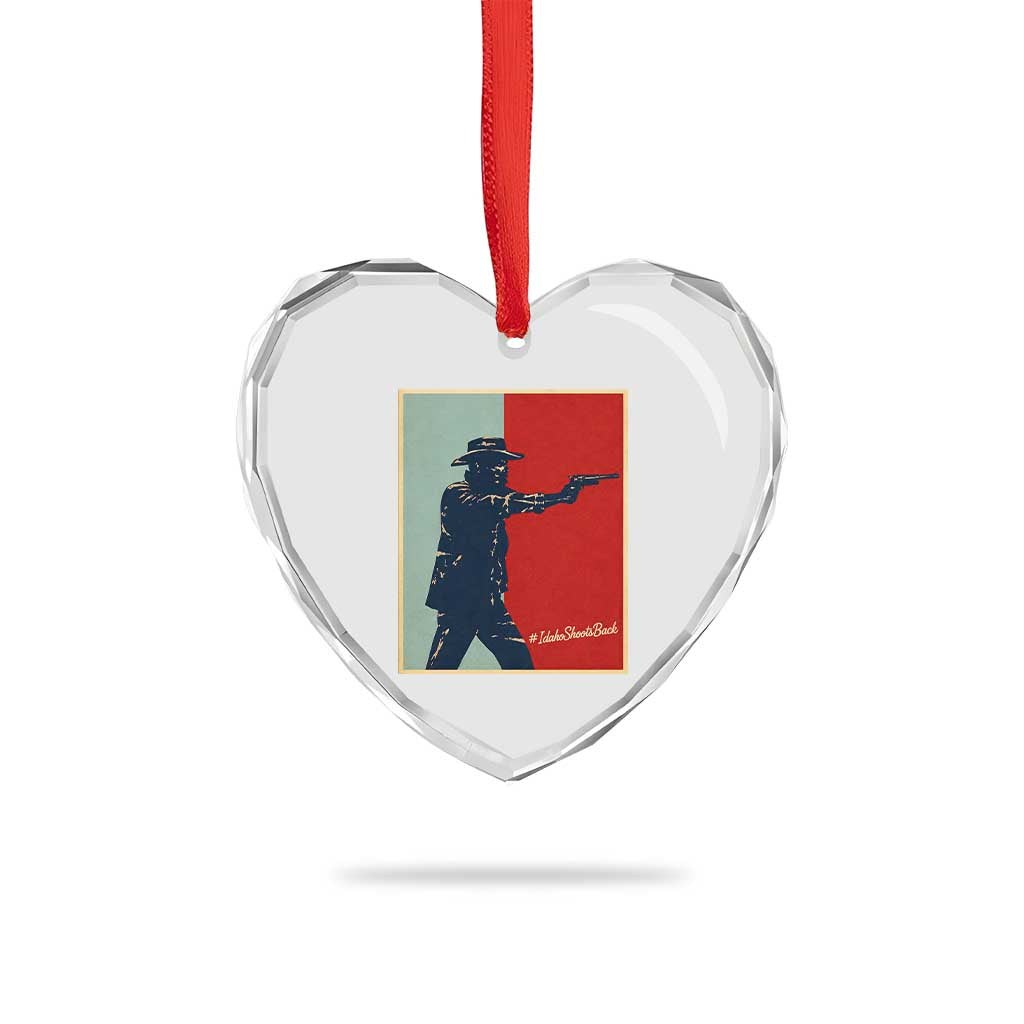 Idaho Shoots Back Vintage Pop Art Poster Style Graphic Heart Crystal Glass Ornament