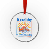 If Crabby Please Return To The Beach Crystal Glass Ornament Funny Summer Crab