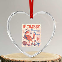 If Crabby Please Return To The Beach Heart Crystal Glass Ornament Funny Crab Summer Vibes