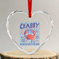 If Crabby Please Return To The Beach Heart Crystal Glass Ornament Funny Summer Girl