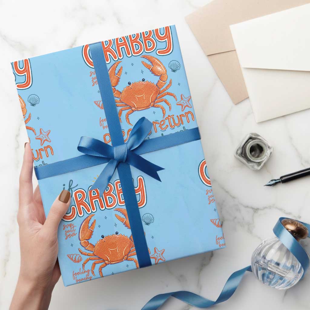 If Crabby Please Return To The Beach Wrapping Paper Roll Funny Crab Summer Vacatiion