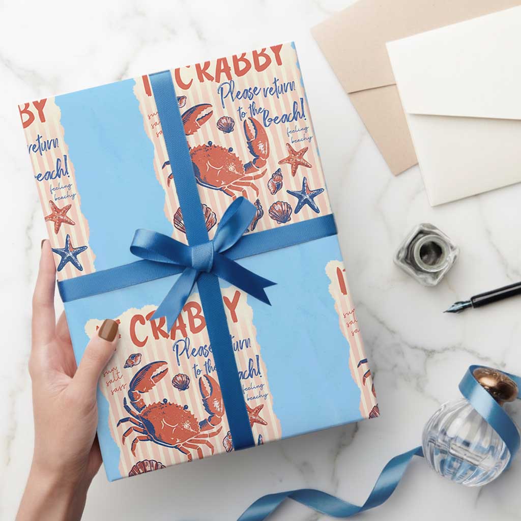If Crabby Please Return To The Beach Wrapping Paper Roll Funny Crab Summer Vibes