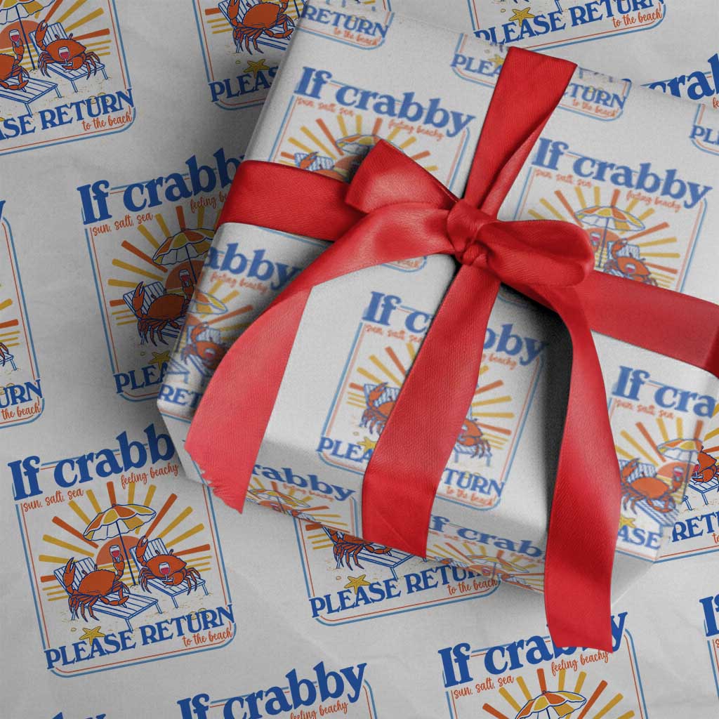 If Crabby Please Return To The Beach Wrapping Paper Roll Funny Summer Crab