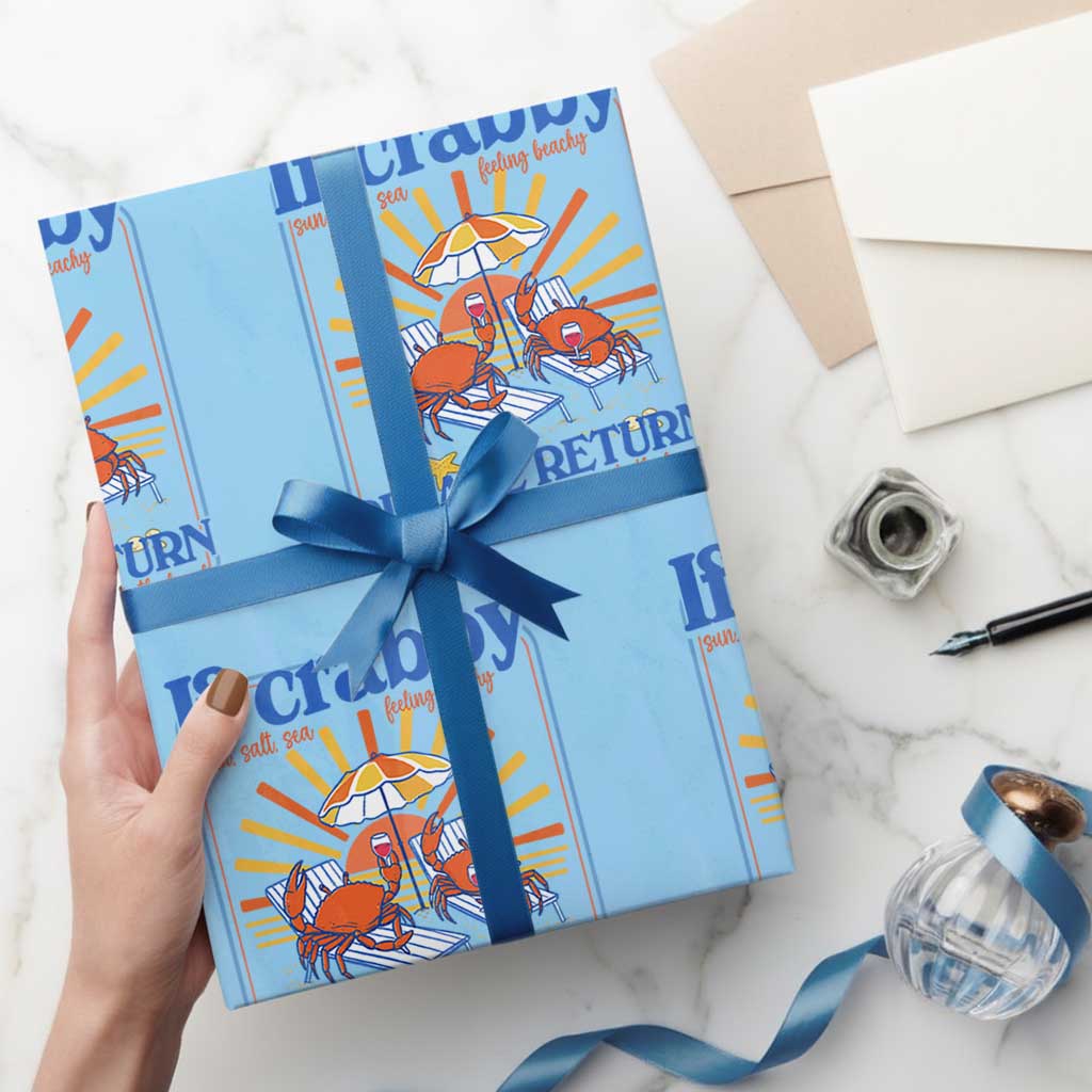 If Crabby Please Return To The Beach Wrapping Paper Roll Funny Summer Crab