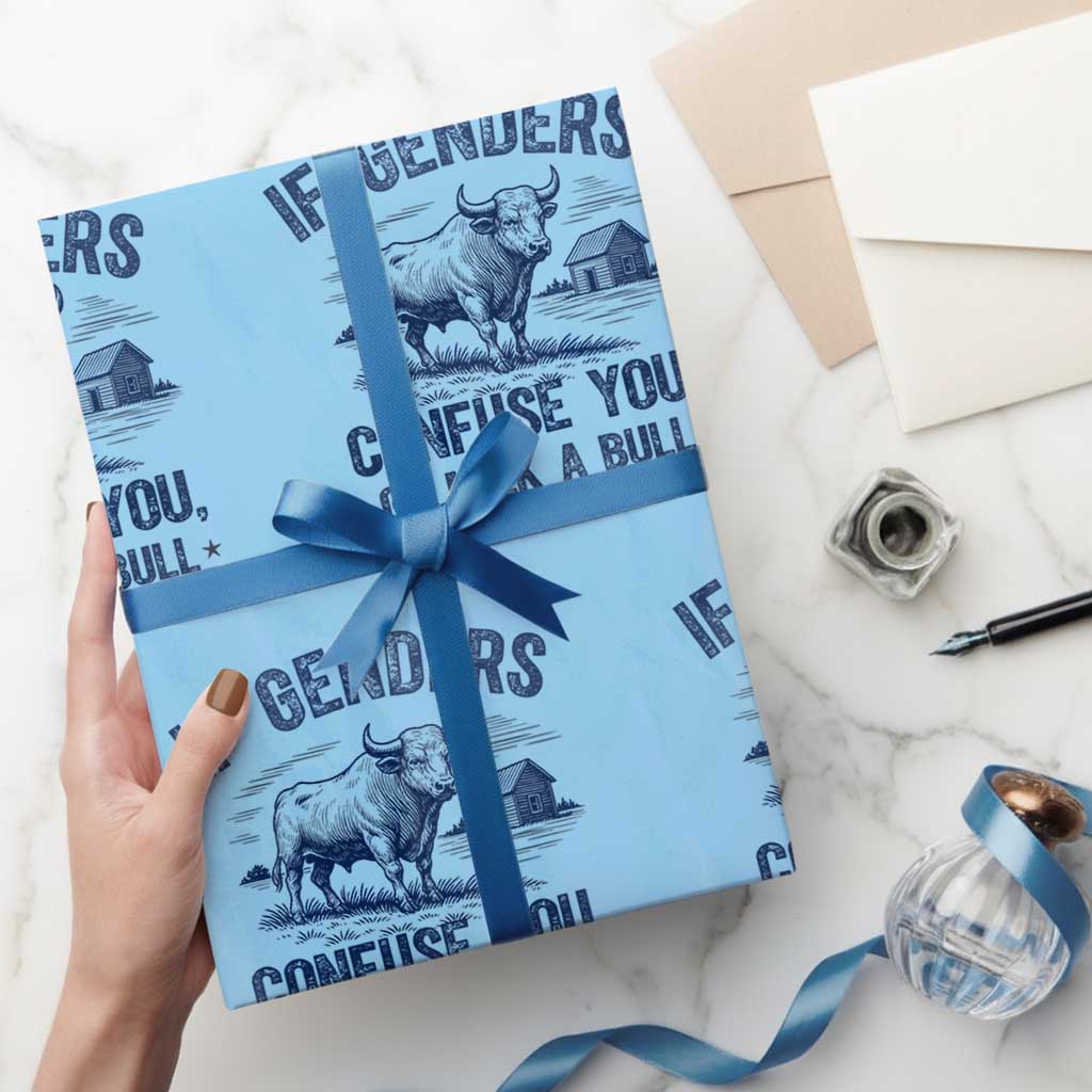 If Genders Confuse You Go Milk a Bull Wrapping Paper Roll Sarcastic Country Humor - Wonder Print Shop