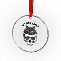 If I Fits I Sits Black Cat Skull Crystal Glass Ornament Gothic Dark Humor Gift