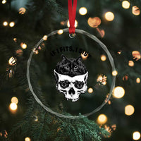 If I Fits I Sits Black Cat Skull Crystal Glass Ornament Gothic Dark Humor Gift