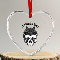 If I Fits I Sits Black Cat Skull Heart Crystal Glass Ornament Gothic Dark Humor Gift