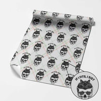 If I Fits I Sits Black Cat Skull Wrapping Paper Roll Gothic Dark Humor Gift