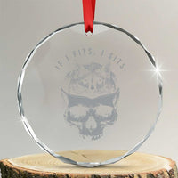 If I Fits I Sits Funny Cat in Skull Crystal Glass Ornament Dark Aesthetic Goth Cat Lover Gift for Macabre and Meme Fans