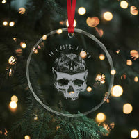 If I Fits I Sits Funny Cat in Skull Crystal Glass Ornament Dark Aesthetic Goth Cat Lover Gift for Macabre and Meme Fans