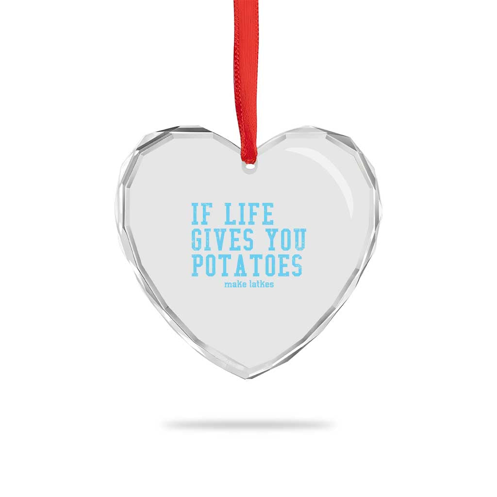 If Life Gives You Potatoes Make Latkes Heart Crystal Glass Ornament Funny Hanukkah Gift Jewish Holiday - Wonder Print Shop