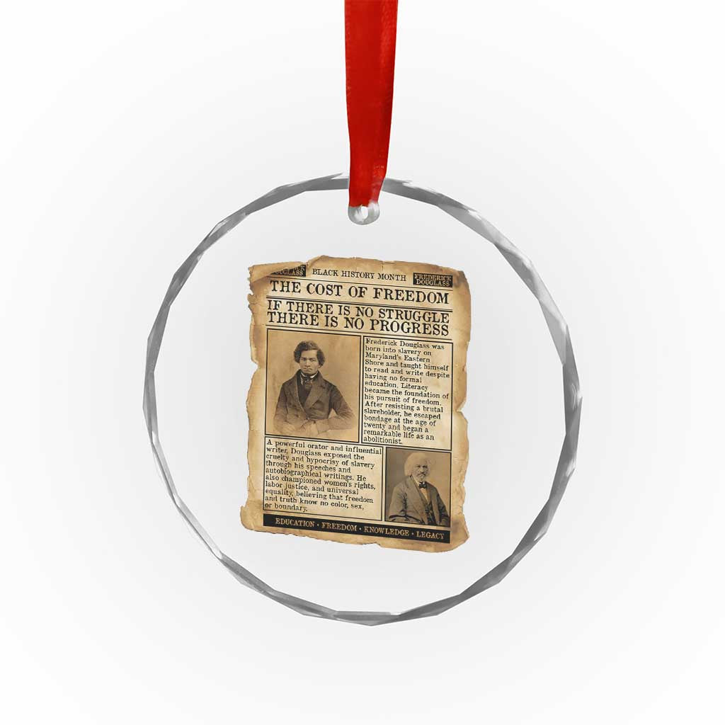 If There Is No Struggle No Progress Crystal Glass Ornament Frederick Douglass Newspaper - Wonder Print Shop
