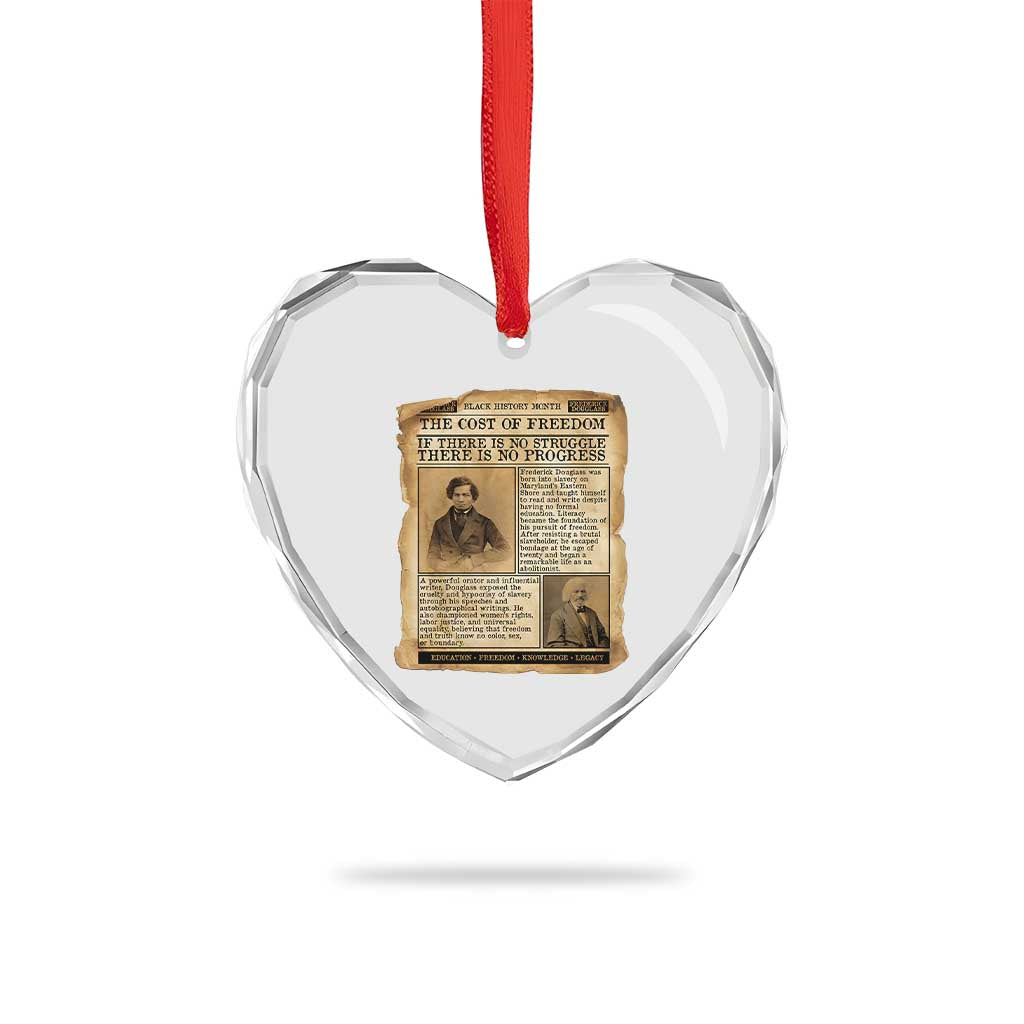 If There Is No Struggle No Progress Heart Crystal Glass Ornament Frederick Douglass Newspaper - Wonder Print Shop