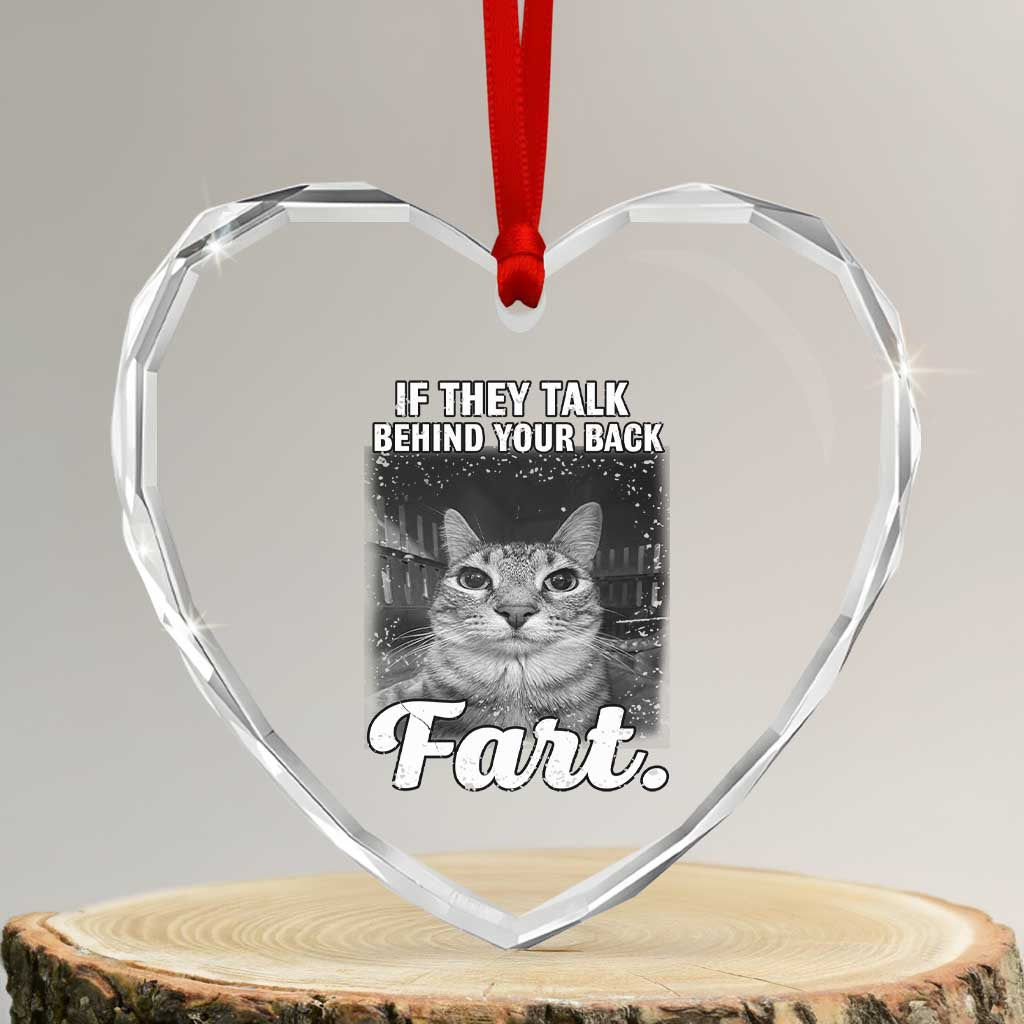 If They Talk Behind Your Back Fart Heart Crystal Glass Ornament Cat Meme Funny Oddly Specific