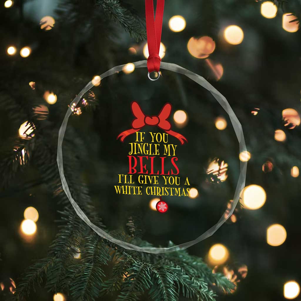 If You Jingle My Bells I'll Give You A White Xmas Crystal Glass Ornament Red Bow TS11