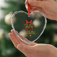 If You Jingle My Bells I'll Give You A White Xmas Heart Crystal Glass Ornament Red Bow - Wonder Print Shop