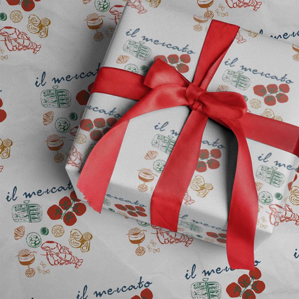 Il Mercato Italian Food Market Aesthetic Wrapping Paper Roll Summer Amalfi Coast La Dolce Vita - Wonder Print Shop