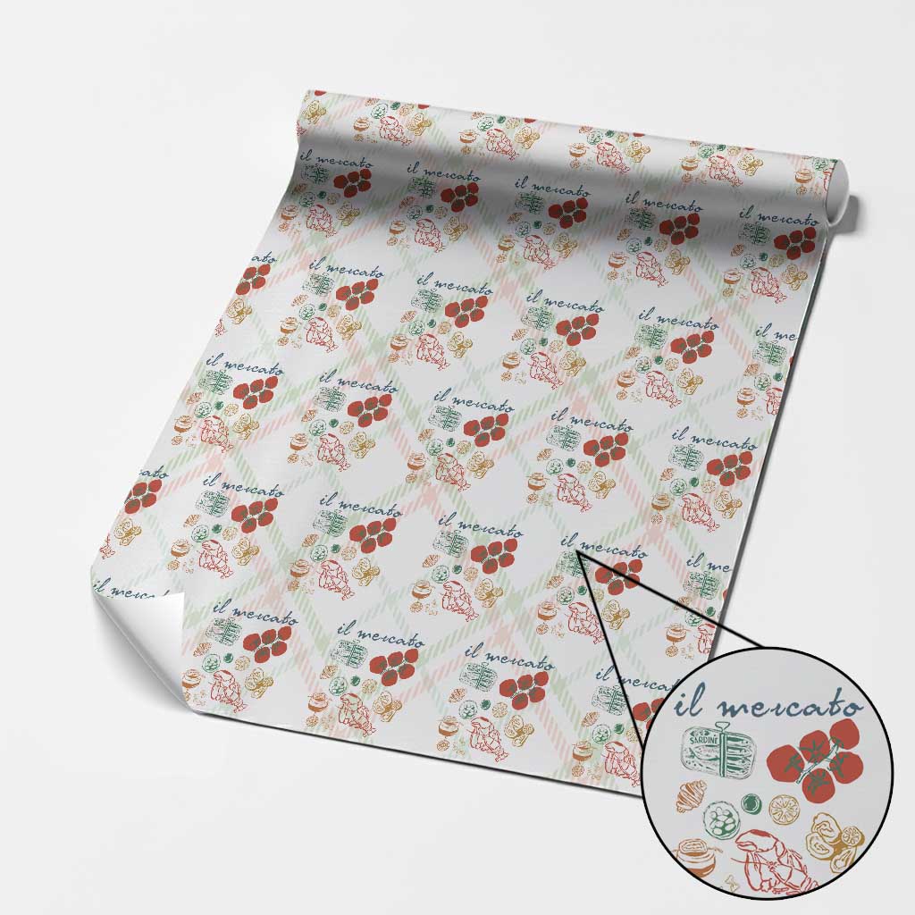 Il Mercato Italian Food Market Aesthetic Wrapping Paper Roll Summer Amalfi Coast La Dolce Vita - Wonder Print Shop