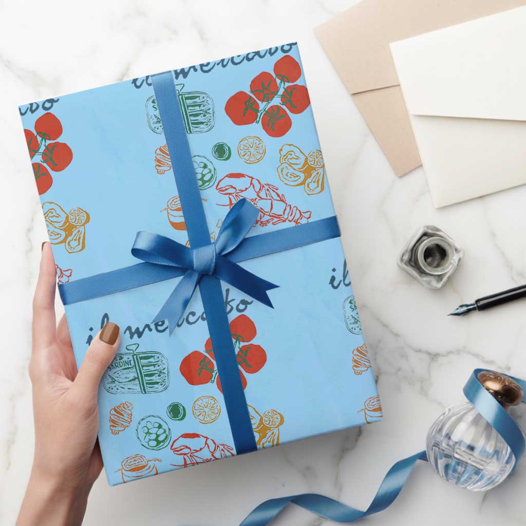 Il Mercato Italian Food Market Aesthetic Wrapping Paper Roll Summer Amalfi Coast La Dolce Vita - Wonder Print Shop