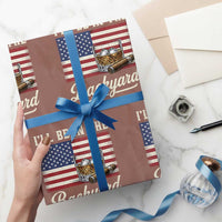 I'll Be in the Backyard Wrapping Paper Roll USA Flag Cigar and Bourbon