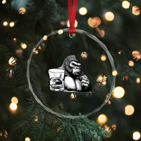 I'll Take My Whiskey Neat Because F Ice Crystal Glass Ornament Smoking and Drinking Bigfoot Subtle Political Resistance