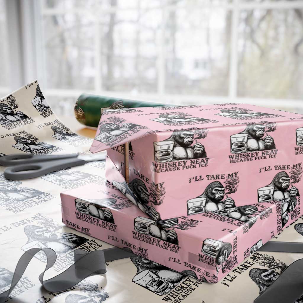 I'll Take My Whiskey Neat Because F Ice Wrapping Paper Roll Smoking and Drinking Bigfoot Subtle Political Resistance