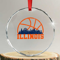 Illinois Fan Crystal Glass Ornament IL State Basketball Game Day
