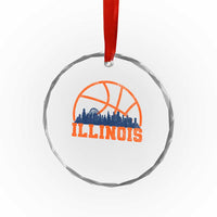 Illinois Fan Crystal Glass Ornament IL State Basketball Game Day