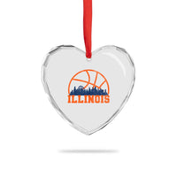 Illinois Fan Heart Crystal Glass Ornament IL State Basketball Game Day