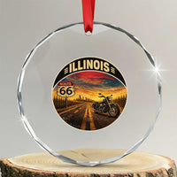 Illinois Route Highway 66 Motorcycle Crystal Glass Ornament Road Trip Adventure