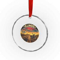 Illinois Route Highway 66 Motorcycle Crystal Glass Ornament Road Trip Adventure
