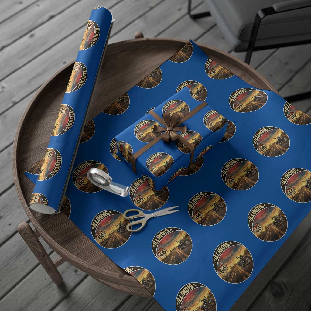 Illinois Route Highway 66 Motorcycle Wrapping Paper Roll Road Trip Adventure