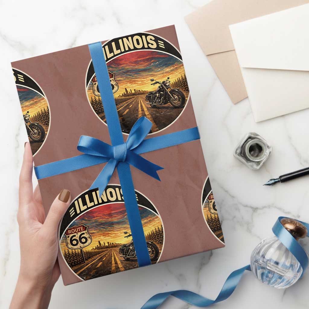 Illinois Route Highway 66 Motorcycle Wrapping Paper Roll Road Trip Adventure