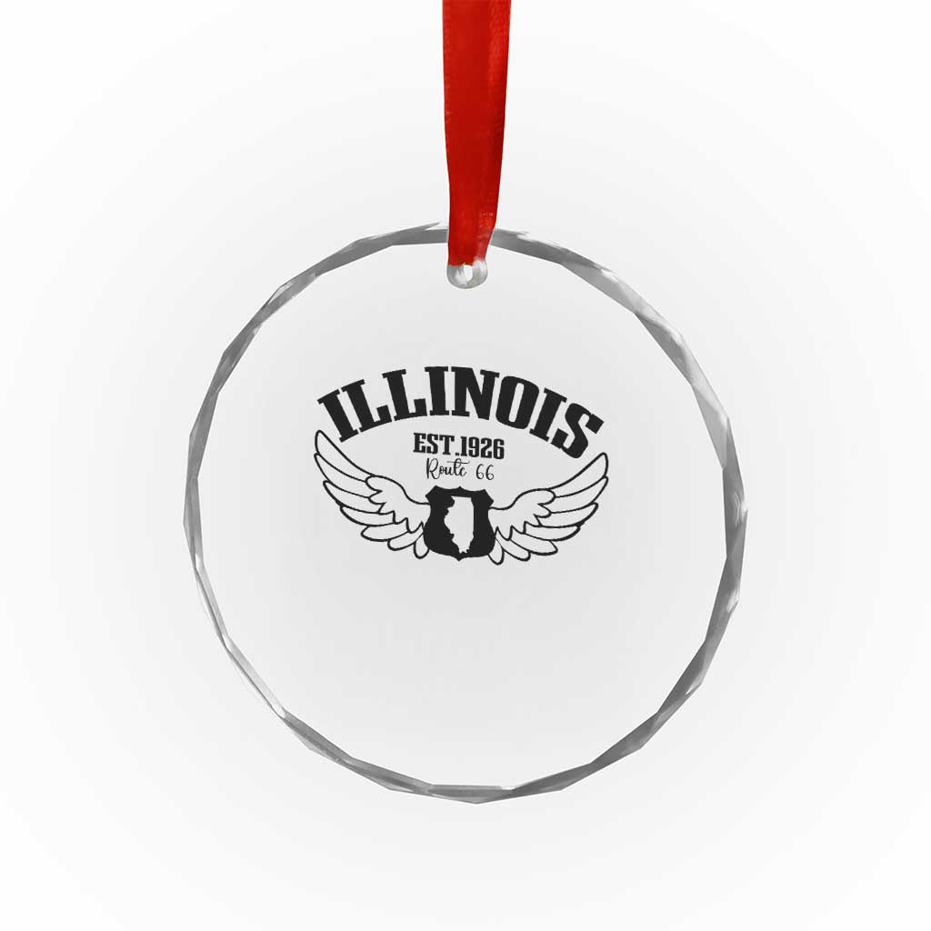 Illinois Route Highway 66 Souvenir Crystal Glass Ornament Open Road Adventure