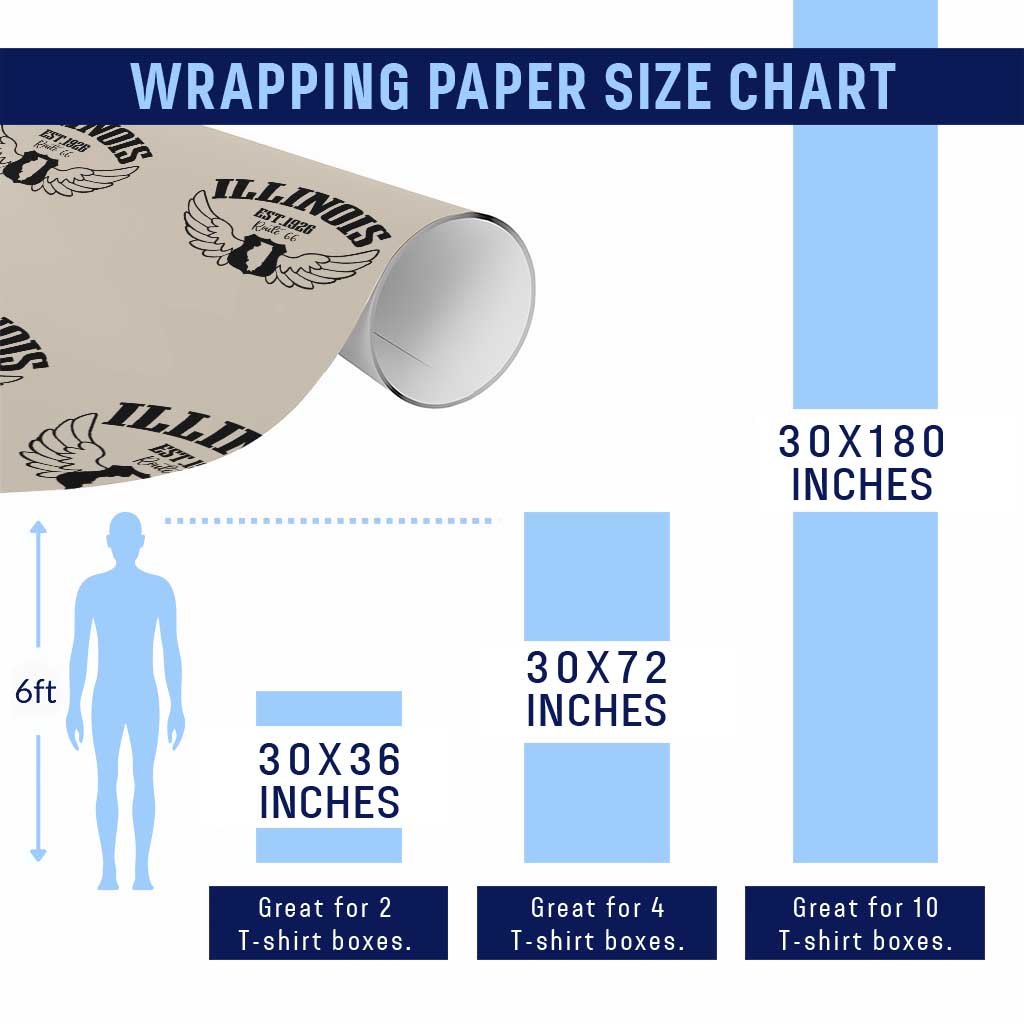 Illinois Route Highway 66 Souvenir Wrapping Paper Roll Open Road Adventure