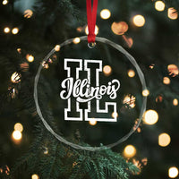 Illinois Sports Fan Crystal Glass Ornament Varsity Aesthetic IL State Pride